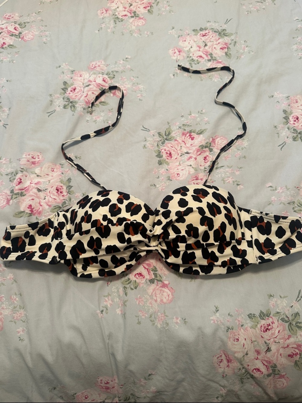 kate spade Cream Leopard Print Bandeau Bikini Top